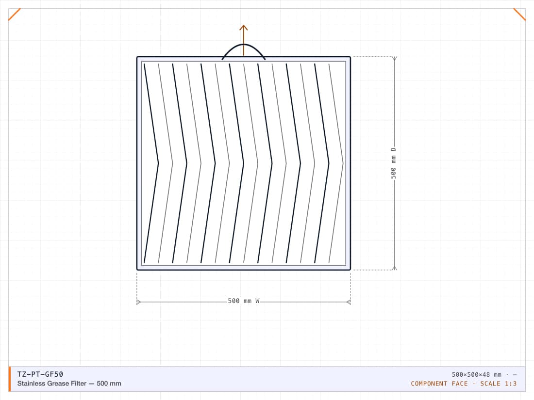 Stainless Grease Filter — 500 mm